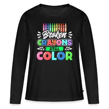 Les crayons cassés colorent encore - T-shirt manches longues Premium bio Femme - noir - Devant - Julia (174cm)