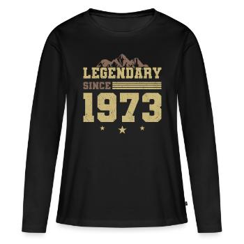 50. Geburtstag Jahrgang 1973 Legendary Since 1973 - Frauen Premium Bio Langarmshirt - Schwarz - Vorne - Julia (174cm)