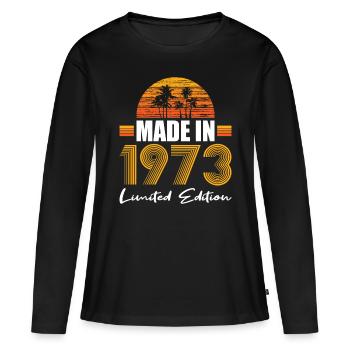50e anniversaire Made in 1973 Edition Limitée - T-shirt manches longues Premium bio Femme - noir - Devant - Julia (174cm)