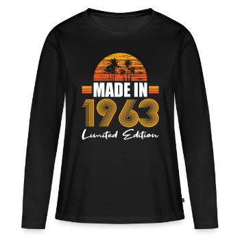 60e anniversaire Made in 1963 Edition limitée - T-shirt manches longues Premium bio Femme - noir - Devant - Julia (174cm)