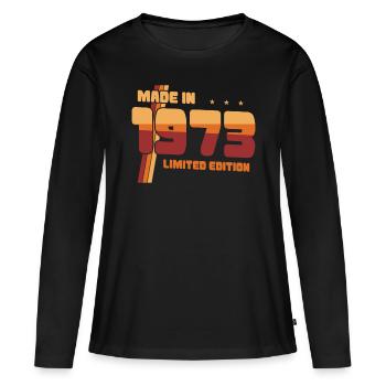 50e anniversaire Made in 1973 Edition Limitée - T-shirt manches longues Premium bio Femme - noir - Devant - Julia (174cm)