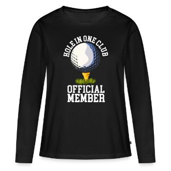 Hole in One Club Golf Club Golfer Hole In One - Frauen Premium Bio Langarmshirt - Schwarz - Vorne - Julia (174cm)