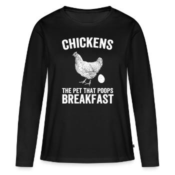 Hühner Das Haustier, das Frühstück Chicken Funn - Frauen Premium Bio Langarmshirt - Schwarz - Vorne - Julia (174cm)