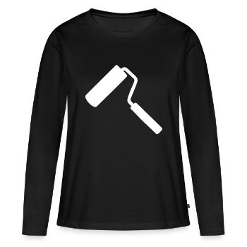 Rouleau de peintre - T-shirt manches longues Premium bio Femme - noir - Devant - Julia (174cm)