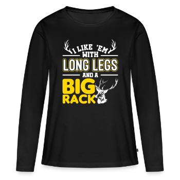 Je les aime avec de longues jambes et un gros rack drôle de chasse - T-shirt manches longues Premium bio Femme - noir - Devant - Julia (174cm)