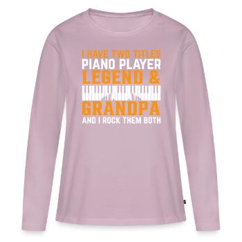 Pianiste Claviériste Grandpa - Claviériste Grandp - T-shirt manches longues Premium bio Femme - rose poudré - Devant - Julia (174cm)