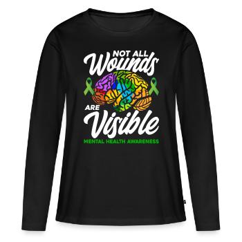 Toutes les plaies ne sont pas visibles - T-shirt manches longues Premium bio Femme - noir - Devant - Julia (174cm)