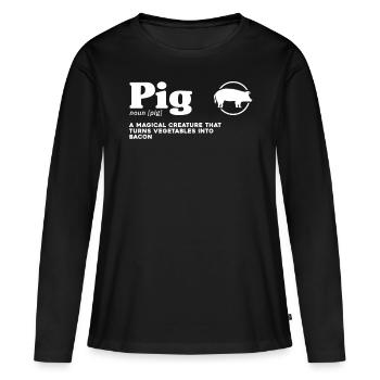 Définition du porc - T-shirt manches longues Premium bio Femme - noir - Devant - Julia (174cm)