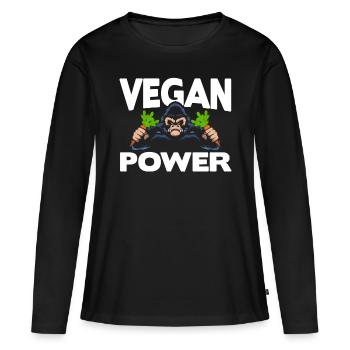 Puissance végétalienne - T-shirt manches longues Premium bio Femme - noir - Devant - Julia (174cm)