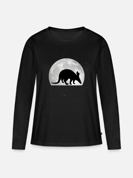 Erdferkel Mond - Frauen Premium Bio Langarmshirt - Schwarz