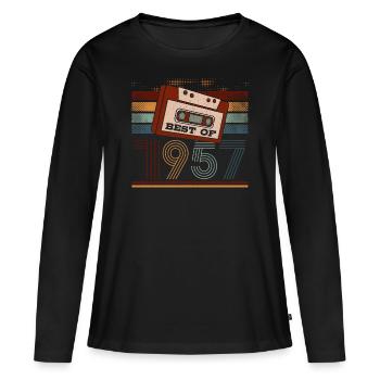 Le meilleur de 1957 | Chemise d’anniversaire | Anniversaire - T-shirt manches longues Premium bio Femme - noir - Devant - Julia (174cm)