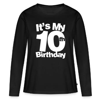 10e anniversaire C’est mon 10e anniversaire 10 ans Bi - T-shirt manches longues Premium bio Femme - noir - Devant - Julia (174cm)