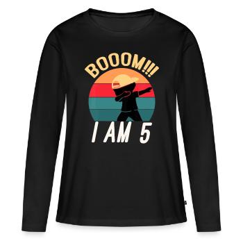 Dabbing Birthday Shirt 5 Years Old Birthday Outfit - Women's Premium Organic Long Sleeve Shirt - black - Front - Julia (174cm)