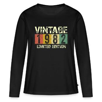 Vintage 40 Birthday Decorations Men 40th BDay 1982 - Women's Premium Organic Long Sleeve Shirt - black - Front - Julia (174cm)