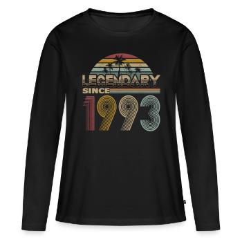 30. Geburtstag Jahrgang 1993 Legendary Since 1993 - Frauen Premium Bio Langarmshirt - Schwarz - Vorne - Julia (174cm)