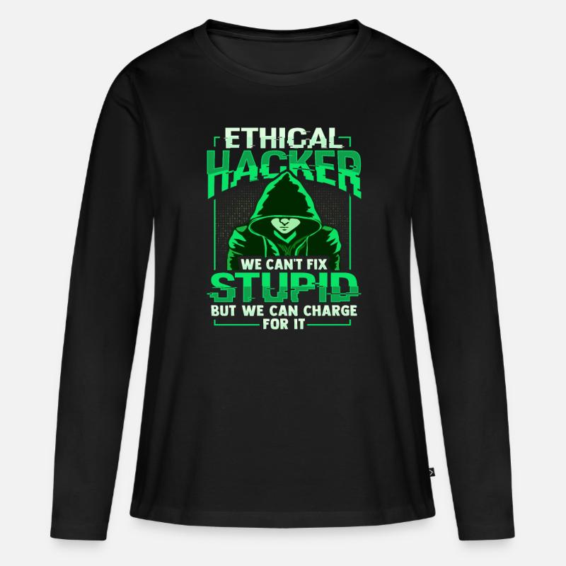 Ethischer Hacker White Hat Hacker Cybersicherheit - Frauen Premium Bio Langarmshirt - Schwarz