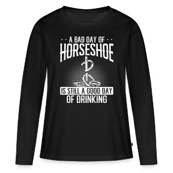 Horseshoe Pitching Beer Drinking Tosser - Frauen Premium Bio Langarmshirt - Schwarz - Vorne - Julia (174cm)