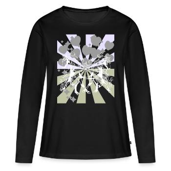 Chevaux sauvages Cheval Poney Chevaux Cheval Poisson Cavalier - T-shirt manches longues Premium bio Femme - noir - Devant - Julia (174cm)