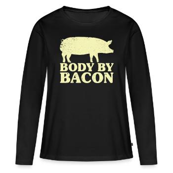 Corps par bacon - T-shirt manches longues Premium bio Femme - noir - Devant - Julia (174cm)