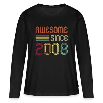Genial seit 2008 14. Geburtstag retronovember - Frauen Premium Bio Langarmshirt - Schwarz - Vorne - Julia (174cm)