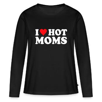 I Love Hot Moms Shirt I Heart Hot Moms Shirt Love - Frauen Premium Bio Langarmshirt - Schwarz - Vorne - Julia (174cm)