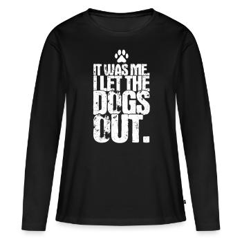 C’est moi que j’ai laissé sortir les chiens - T-shirt manches longues Premium bio Femme - noir - Devant - Julia (174cm)