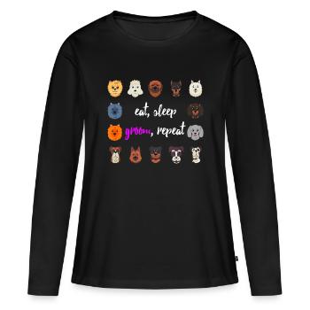 Hundepflege Shirt Lustiger Hundefriseur TShirt Geschenk - Frauen Premium Bio Langarmshirt - Schwarz - Vorne - Julia (174cm)