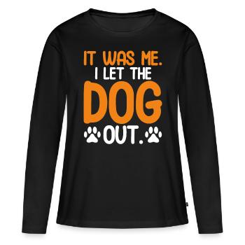 C’est moi que j’ai laissé sortir le chien - T-shirt manches longues Premium bio Femme - noir - Devant - Julia (174cm)