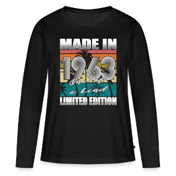 60e anniversaire Made in 1963 Edition limitée - T-shirt manches longues Premium bio Femme - noir - Devant - Julia (174cm)
