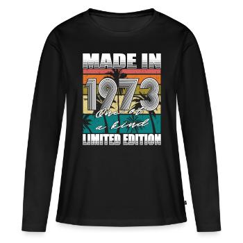 50e anniversaire Made in 1973 Edition Limitée - T-shirt manches longues Premium bio Femme - noir - Devant - Julia (174cm)