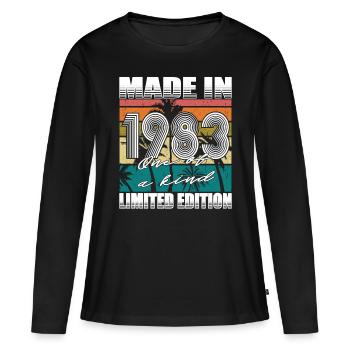 40e anniversaire Made in 1983 Edition limitée - T-shirt manches longues Premium bio Femme - noir - Devant - Julia (174cm)