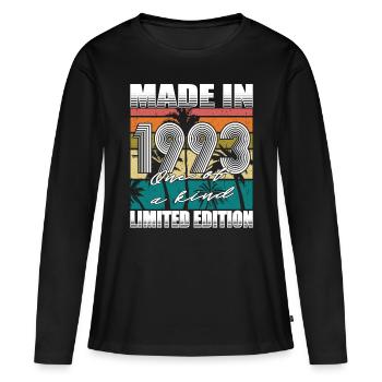 30e anniversaire Made in 1993 édition limitée - T-shirt manches longues Premium bio Femme - noir - Devant - Julia (174cm)