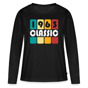 60th birthday born 1963 Classic 1963 - Women's Premium Organic Long Sleeve Shirt - black - Front - Julia (174cm)