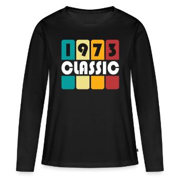 50e anniversaire né en 1973 Classique 1973 - T-shirt manches longues Premium bio Femme - noir - Devant - Julia (174cm)