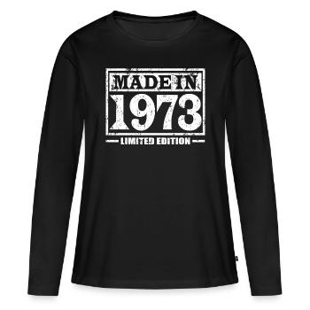 50e anniversaire Made in 1973 Edition Limitée - T-shirt manches longues Premium bio Femme - noir - Devant - Julia (174cm)