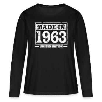 60e anniversaire Made in 1963 Edition limitée - T-shirt manches longues Premium bio Femme - noir - Devant - Julia (174cm)