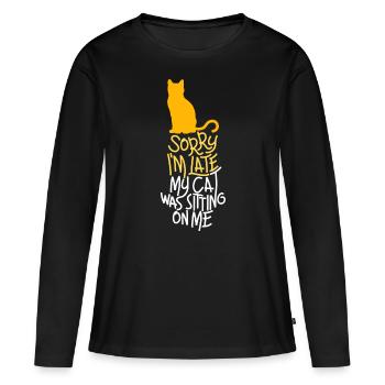 Désolé d’être en retard Mon chat était assis sur moidésolé im la - T-shirt manches longues Premium bio Femme - noir - Devant - Julia (174cm)
