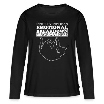 Chat pour hommes Femmes Drôle de chat pour chat papa maman - T-shirt manches longues Premium bio Femme - noir - Devant - Julia (174cm)