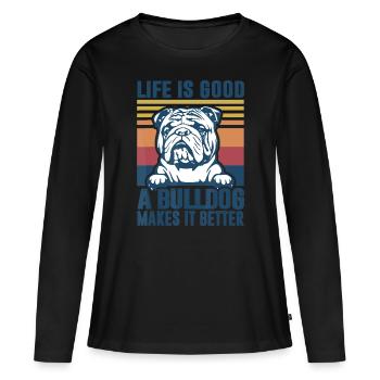 Bulldogge Geschenke für Frauen Männer Hund Vater Hund Mama Englis - Frauen Premium Bio Langarmshirt - Schwarz - Vorne - Julia (174cm)