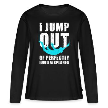 Drôle de parachutisme pour hommes Femmes Parachutiste Skydive Lov - T-shirt manches longues Premium bio Femme - noir - Devant - Julia (174cm)