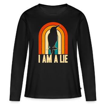 Vintage Rétro I Am A Lie - T-shirt manches longues Premium bio Femme - noir - Devant - Julia (174cm)