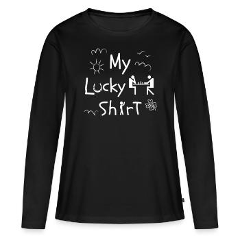 Jeu d’échecs - T-shirt manches longues Premium bio Femme - noir - Devant - Julia (174cm)