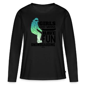 Snowboard Mädchen Frau Winterurlaub - Frauen Premium Bio Langarmshirt - Schwarz - Vorne - Julia (174cm)