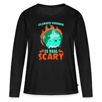 Climate Change Is Real Awareness Climate Activist - Frauen Premium Bio Langarmshirt - Schwarz - Vorne - Julia (174cm)