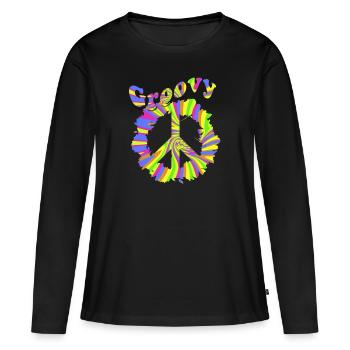 Hippie - T-shirt manches longues Premium bio Femme - noir - Devant - Julia (174cm)
