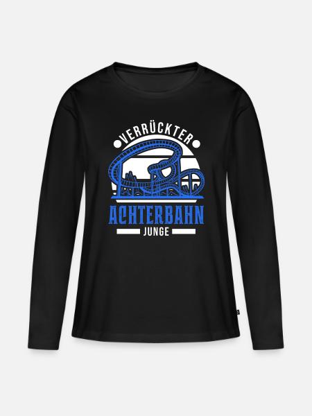 Verrückter Achterbahn Junge Achterbahnfahrt - Frauen Premium Bio Langarmshirt - Schwarz