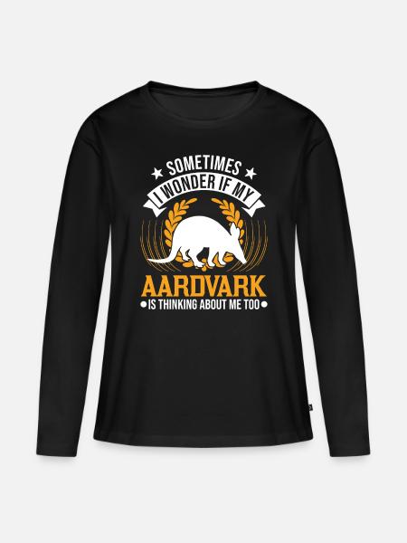 Erdferkel Geschenk Aardvark - Frauen Premium Bio Langarmshirt - Schwarz
