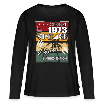 50e anniversaire Millésime 1973 Original Classique 1973 - T-shirt manches longues Premium bio Femme - noir - Devant - Julia (174cm)