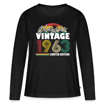 60th birthday born 1963 Classic Vintage 1963 - Women's Premium Organic Long Sleeve Shirt - black - Front - Julia (174cm)