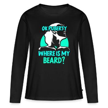 Ok puberté où est ma barbe? Adolescents adultes - T-shirt manches longues Premium bio Femme - noir - Devant - Julia (174cm)